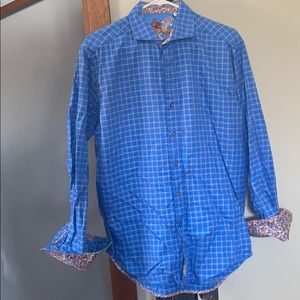 Robert Graham Blue Button Up Medium Flip Cuff